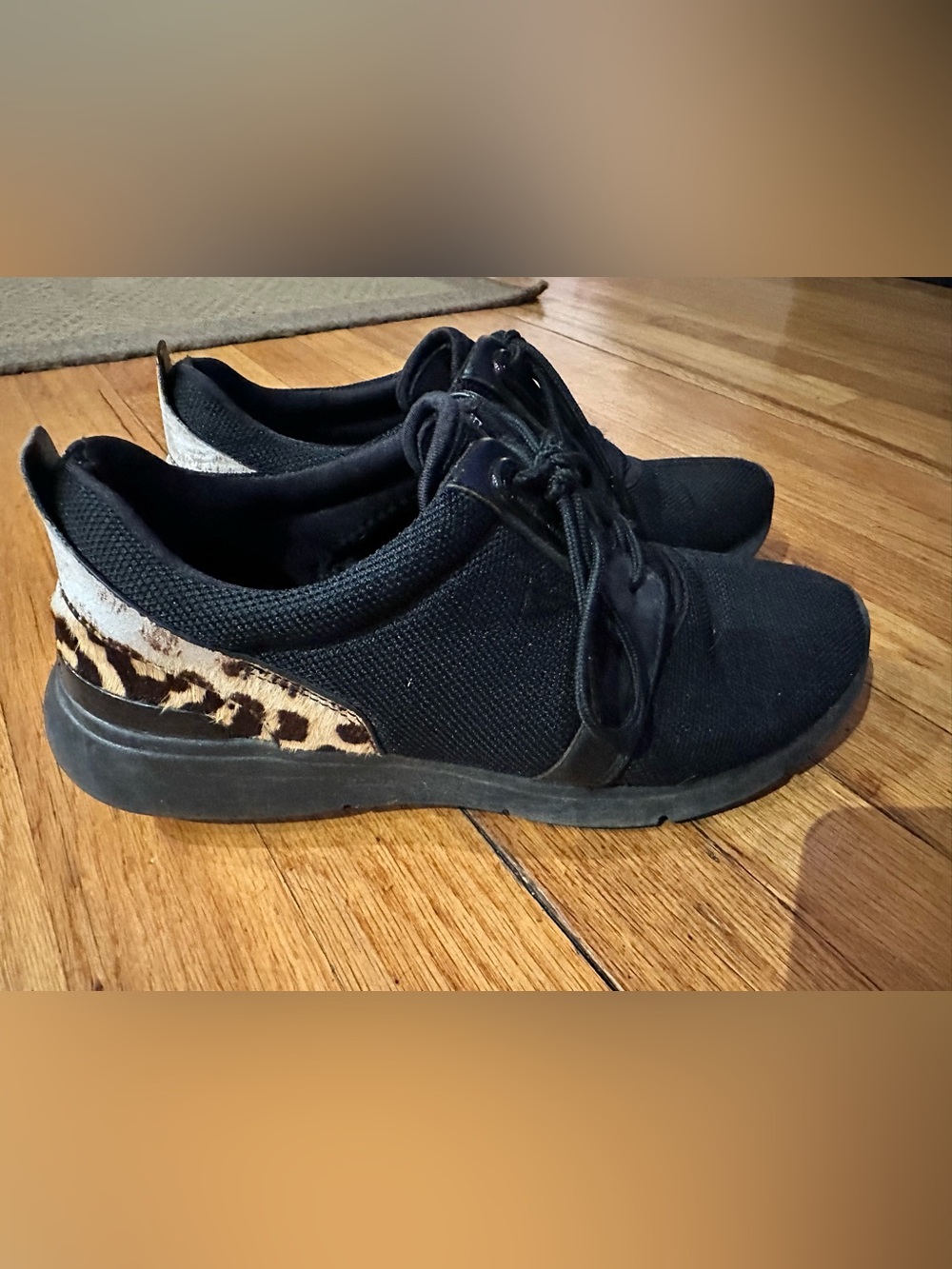 Michael Kors Black Mesh Leopard Print Sneakers Women’s Size 8